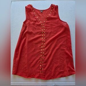 Charlotte Russe Coral Sleeveless Blouse with Gold Studs